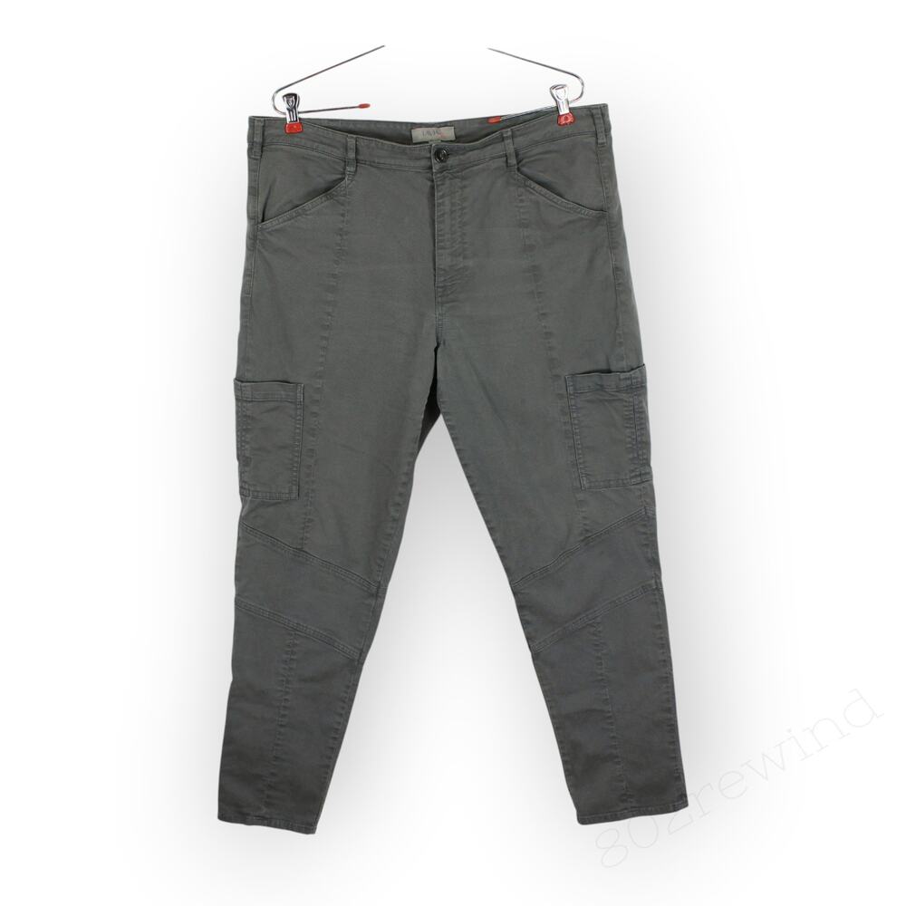 Lavia 18 Bis Piazza Sempione Italy Cotton Stretch Canvas Pants Gray XL 12 14